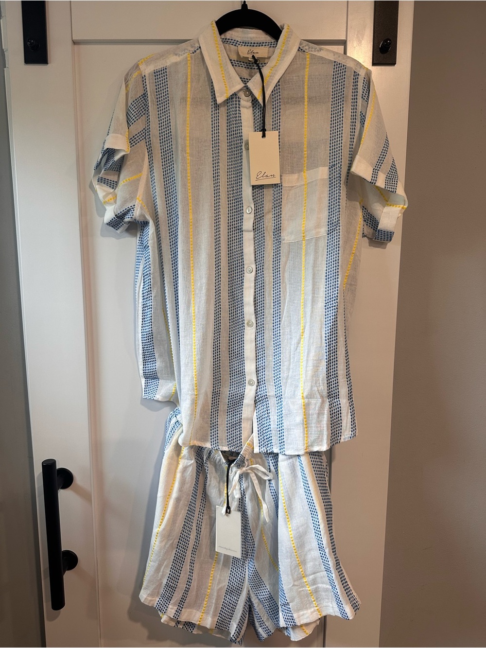 Elan Women’s size L Yellow & Blue Stripe Short Set